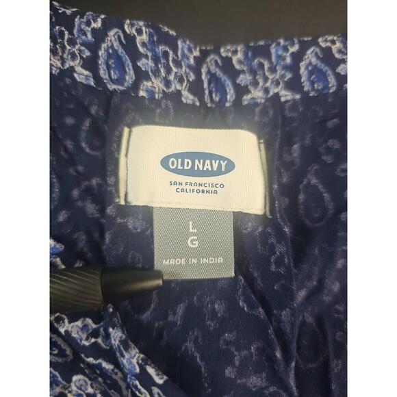 Old Navy Blue V-Neck Long Sleeve Patterned Bohemian Blouse Large - Picture 4 of 5